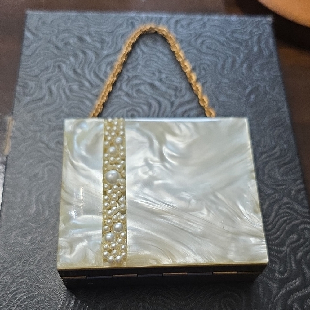 Elegant Pearl-Embellished Clutch
